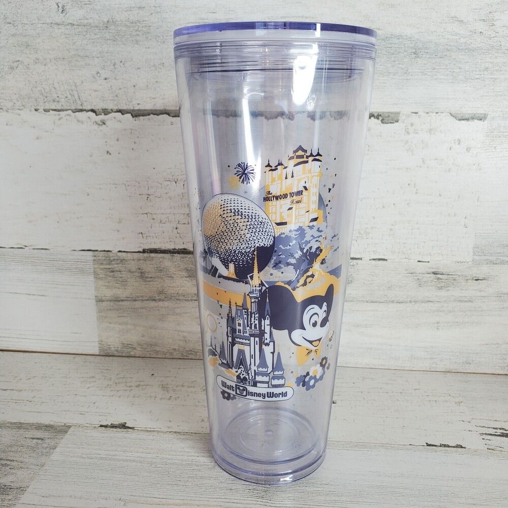 Starbucks 24 oz. Plastic Walt Disney World 50th Anniversary Tumbler Cup NO Straw